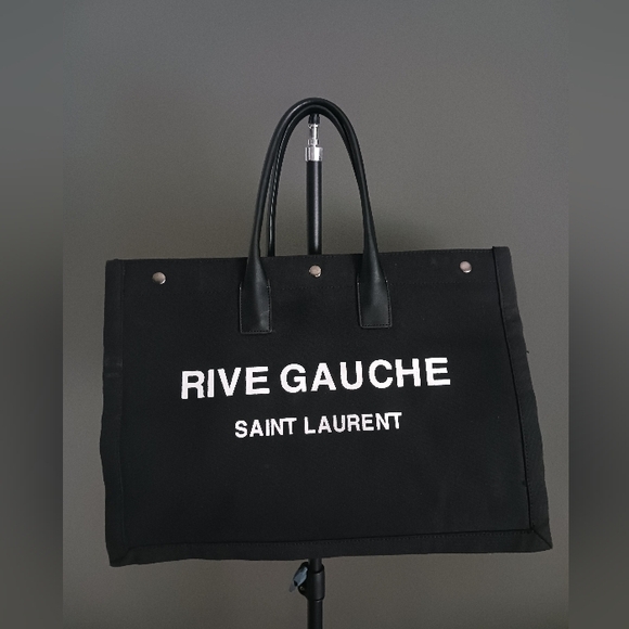 Fashion Design Like [Saint Laurent] Rive Gauche Tote Bag in Black Canvas - Picture 3 of 15